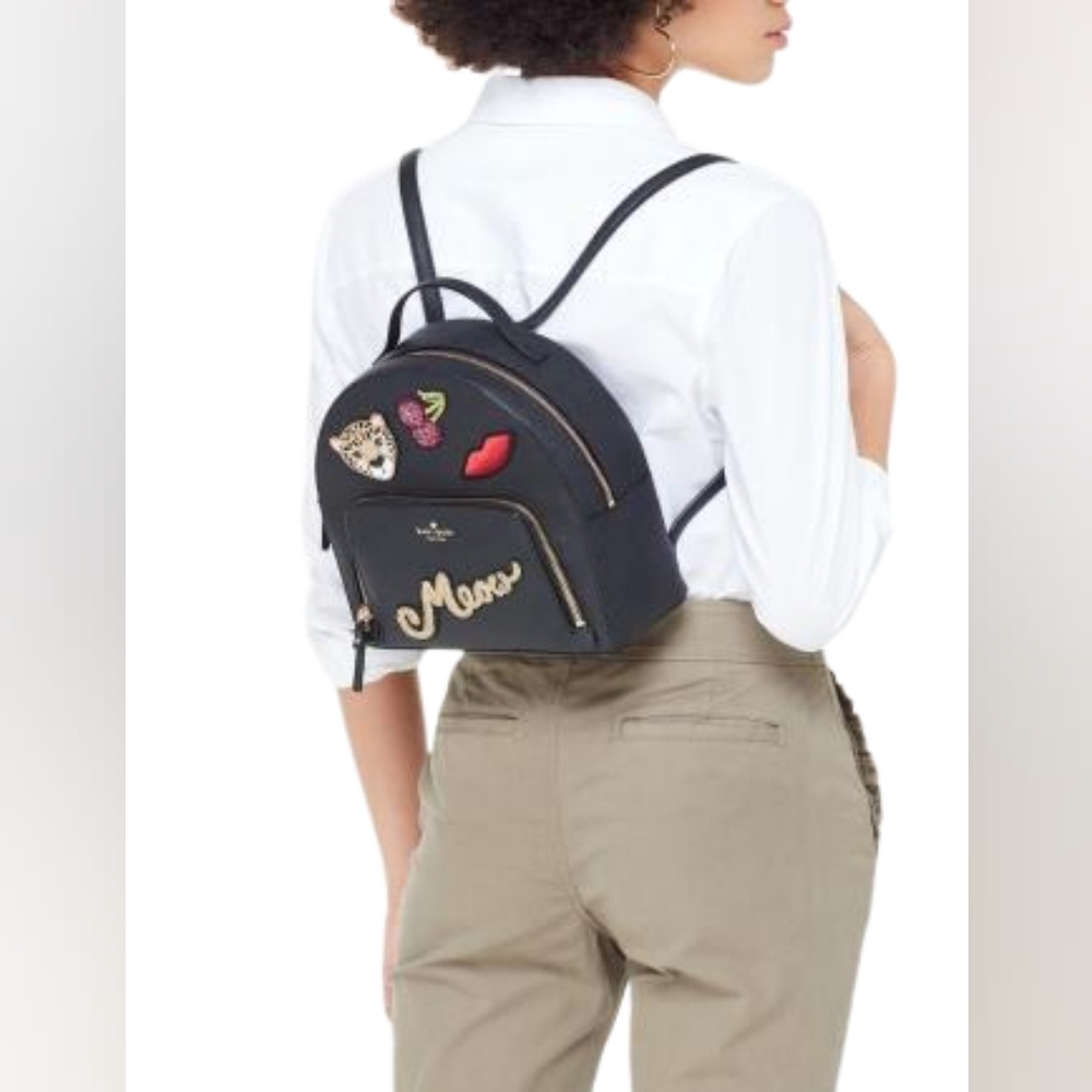 Kate Spade Designer Run Wild Leopard Tomi Animal Cherry Lips Backpack - Picture 3 of 9